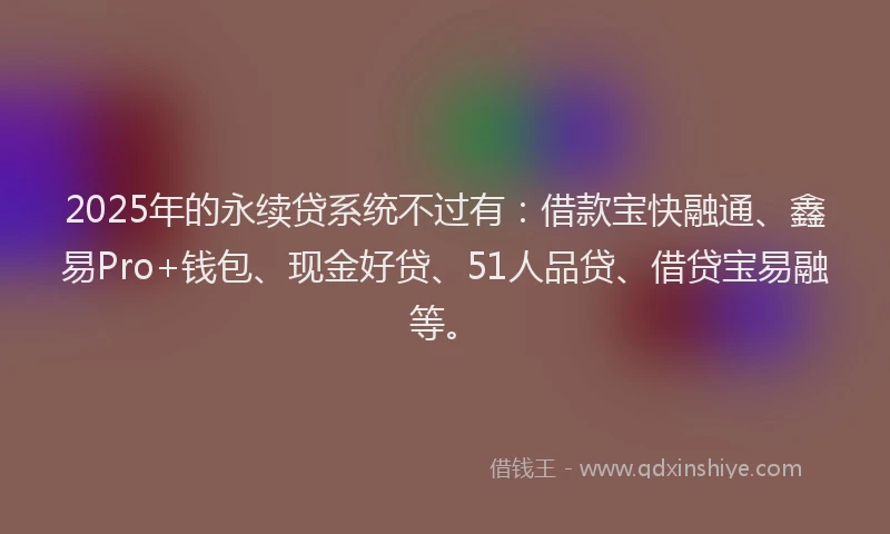 2025年的永续贷系统不过有：借款宝快融通、鑫易Pro+钱包、现金好贷、51人品贷、借贷宝易融等。