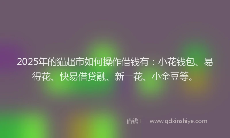 2025年的猫超市如何操作借钱有：小花钱包、易得花、快易借贷融、新一花、小金豆等。