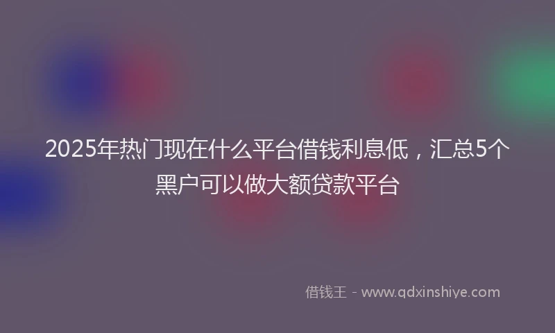 2025年热门现在什么平台借钱利息低，汇总5个黑户可以做大额贷款平台