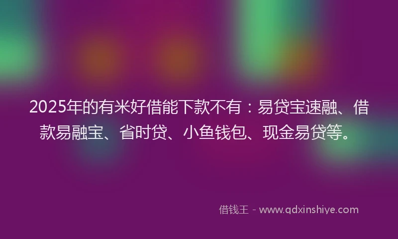 2025年的有米好借能下款不有：易贷宝速融、借款易融宝、省时贷、小鱼钱包、现金易贷等。