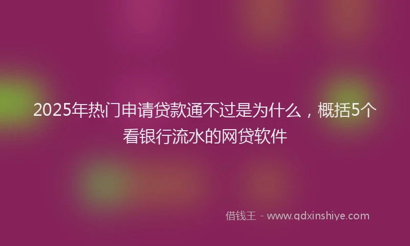 2025年热门申请贷款通不过是为什么，概括5个看银行流水的网贷软件