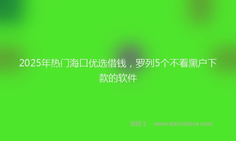 2025年热门海口优选借钱，罗列5个不看黑户下款的软件
