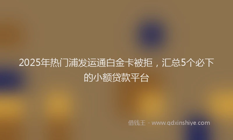 2025年热门浦发运通白金卡被拒，汇总5个必下的小额贷款平台