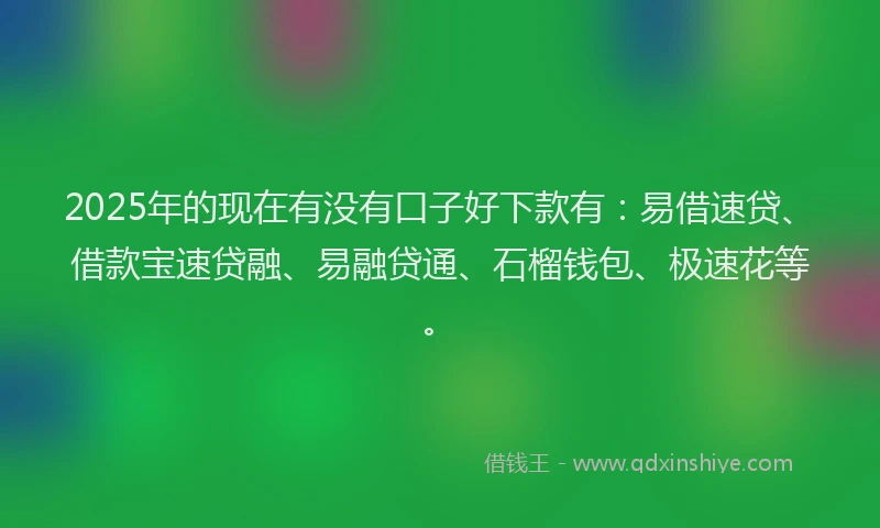 2025年的现在有没有口子好下款有：易借速贷、借款宝速贷融、易融贷通、石榴钱包、极速花等。