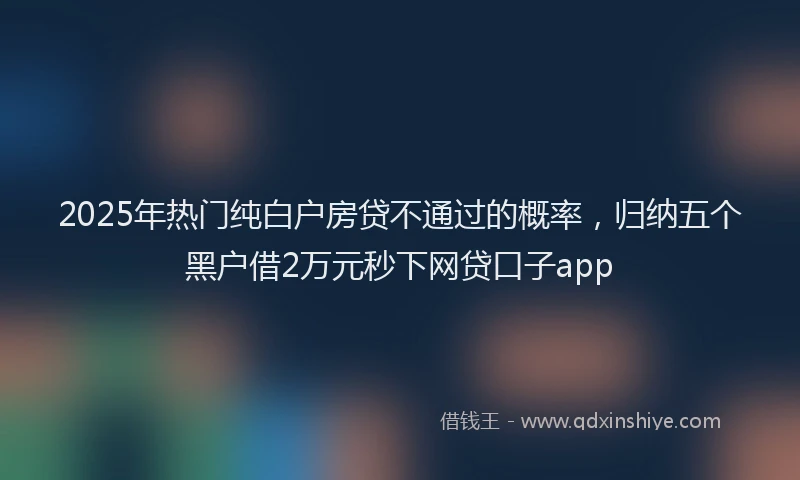 2025年热门纯白户房贷不通过的概率，归纳五个黑户借2万元秒下网贷口子app