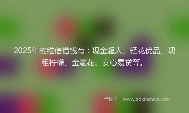 2025年的维信借钱有：现金超人、轻花优品、现租柠檬、金瀛花、安心易贷等。