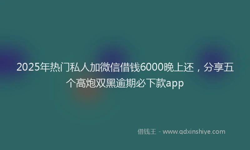 2025年热门私人加微信借钱6000晚上还，分享五个高炮双黑逾期必下款app