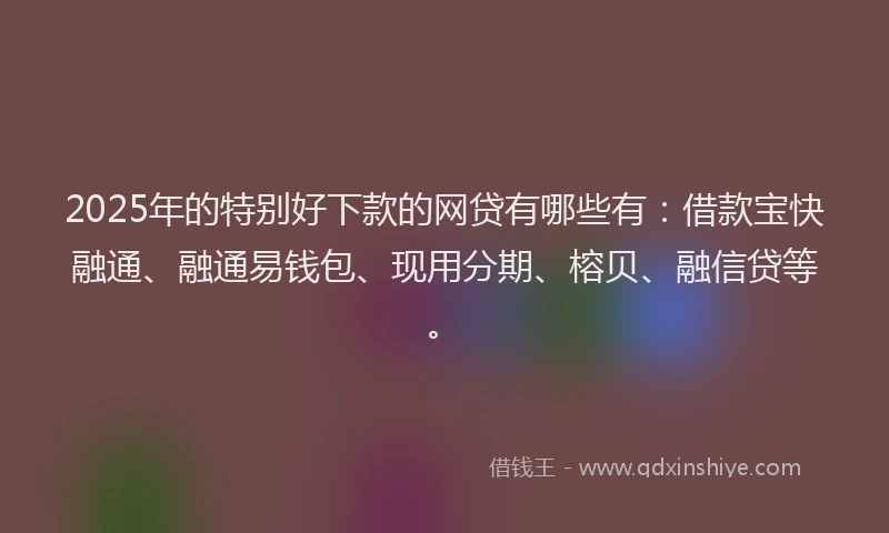 2025年的特别好下款的网贷有哪些有：借款宝快融通、融通易钱包、现用分期、榕贝、融信贷等。