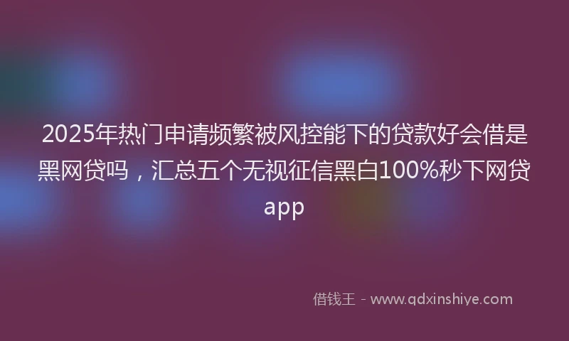 2025年热门申请频繁被风控能下的贷款好会借是黑网贷吗，汇总五个无视征信黑白100%秒下网贷app