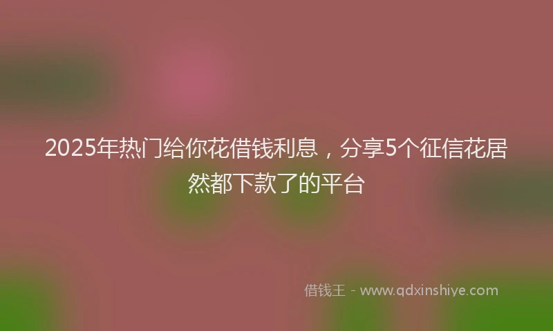 2025年热门给你花借钱利息，分享5个征信花居然都下款了的平台