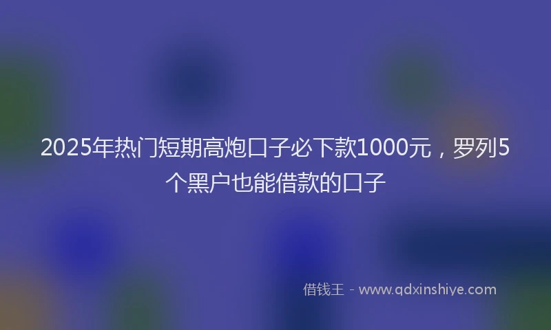 2025年热门短期高炮口子必下款1000元，罗列5个黑户也能借款的口子