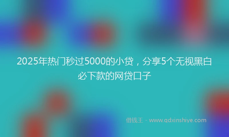 2025年热门秒过5000的小贷，分享5个无视黑白必下款的网贷口子