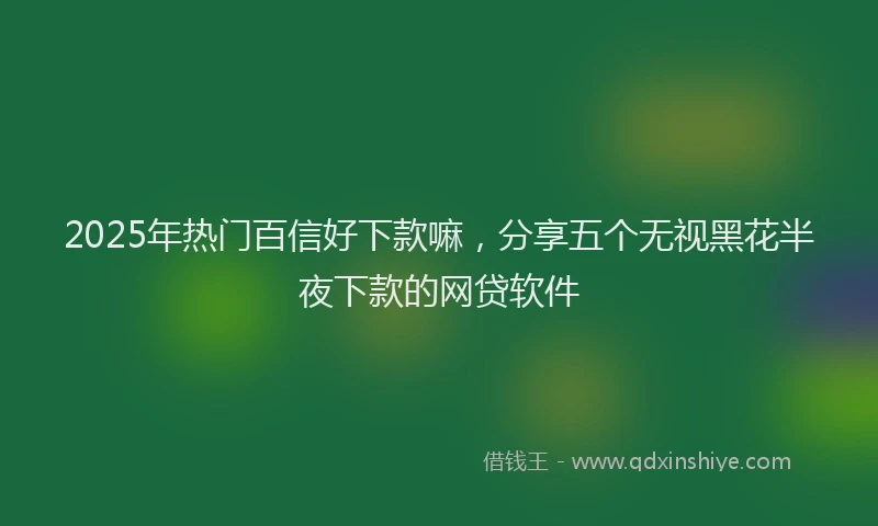 2025年热门百信好下款嘛，分享五个无视黑花半夜下款的网贷软件