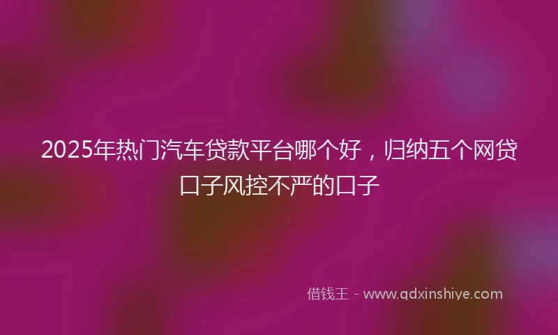 2025年热门汽车贷款平台哪个好，归纳五个网贷口子风控不严的口子