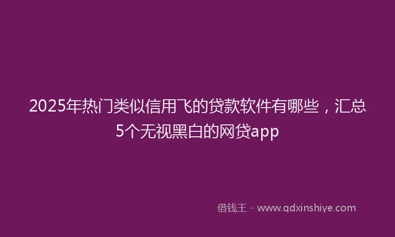 2025年热门类似信用飞的贷款软件有哪些，汇总5个无视黑白的网贷app