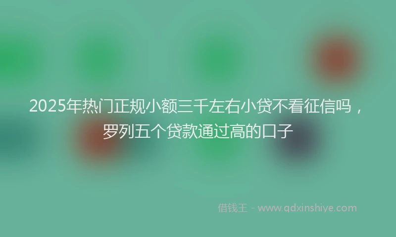 2025年热门正规小额三千左右小贷不看征信吗，罗列五个贷款通过高的口子