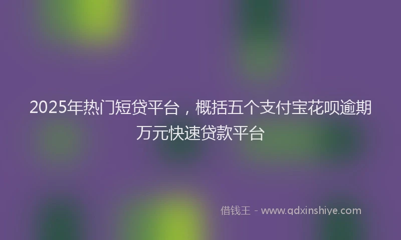 2025年热门短贷平台，概括五个支付宝花呗逾期万元快速贷款平台