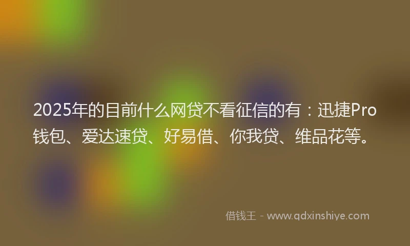 2025年的目前什么网贷不看征信的有：迅捷Pro钱包、爱达速贷、好易借、你我贷、维品花等。