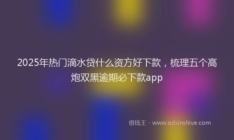 2025年热门滴水贷什么资方好下款，梳理五个高炮双黑逾期必下款app