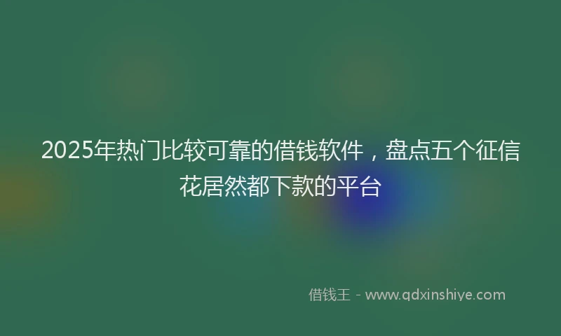 2025年热门比较可靠的借钱软件，盘点五个征信花居然都下款的平台