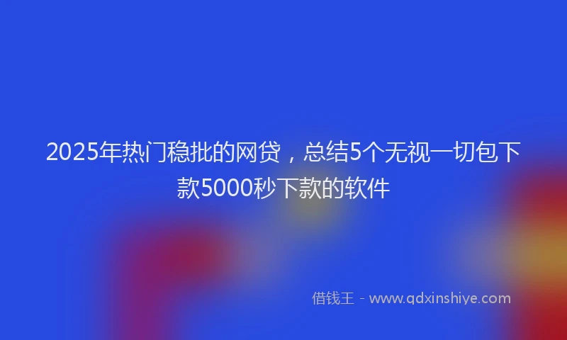 2025年热门稳批的网贷，总结5个无视一切包下款5000秒下款的软件