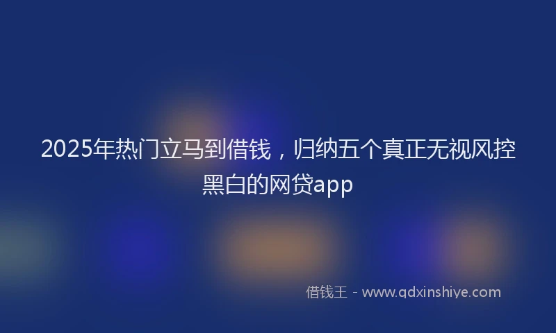 2025年热门立马到借钱，归纳五个真正无视风控黑白的网贷app