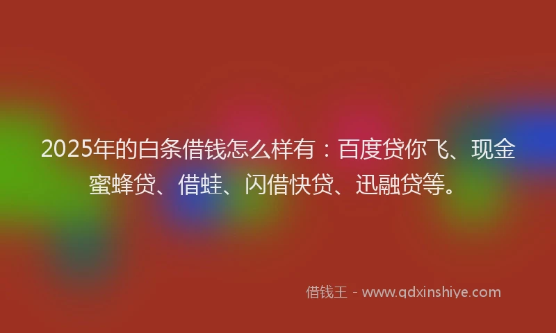 2025年的白条借钱怎么样有：百度贷你飞、现金蜜蜂贷、借蛙、闪借快贷、迅融贷等。