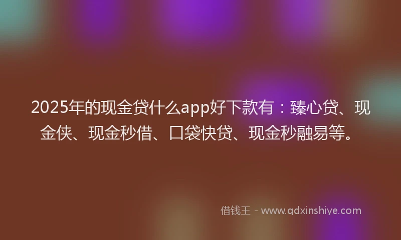 2025年的现金贷什么app好下款有：臻心贷、现金侠、现金秒借、口袋快贷、现金秒融易等。