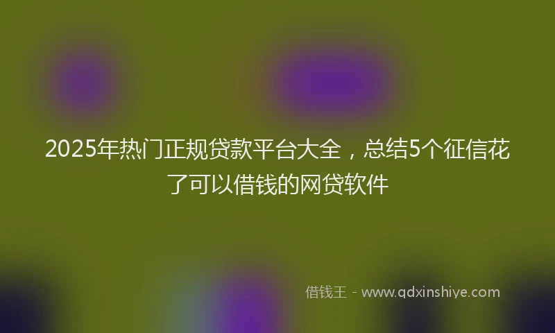 2025年热门正规贷款平台大全，总结5个征信花了可以借钱的网贷软件