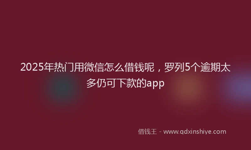 2025年热门用微信怎么借钱呢，罗列5个逾期太多仍可下款的app