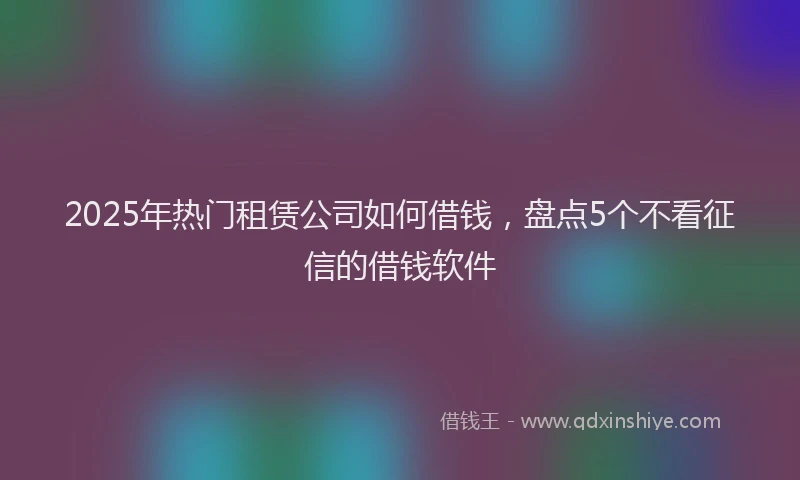 2025年热门租赁公司如何借钱，盘点5个不看征信的借钱软件