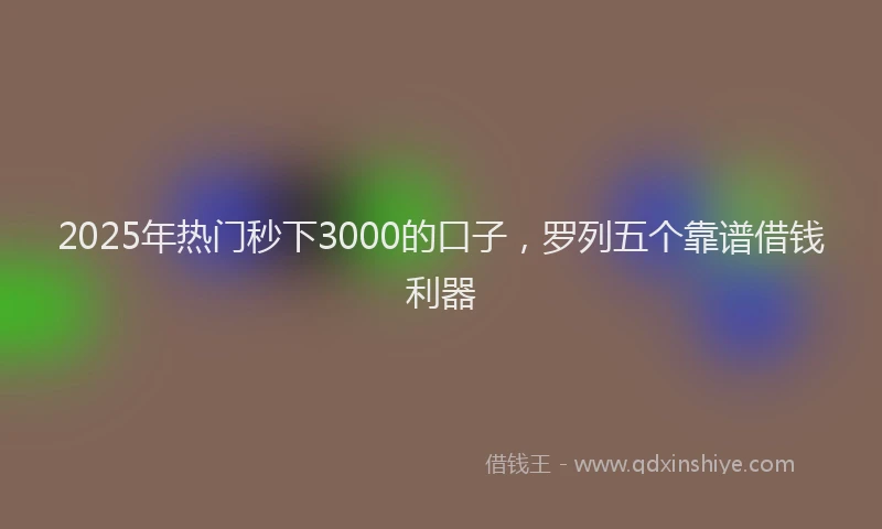 2025年热门秒下3000的口子，罗列五个靠谱借钱利器