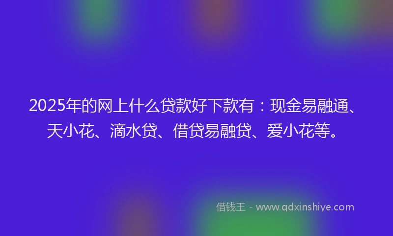 2025年的网上什么贷款好下款有：现金易融通、天小花、滴水贷、借贷易融贷、爱小花等。
