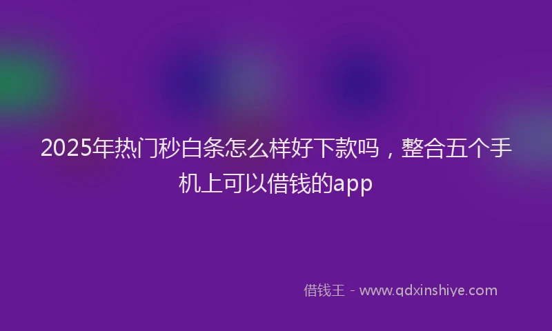 2025年热门秒白条怎么样好下款吗，整合五个手机上可以借钱的app