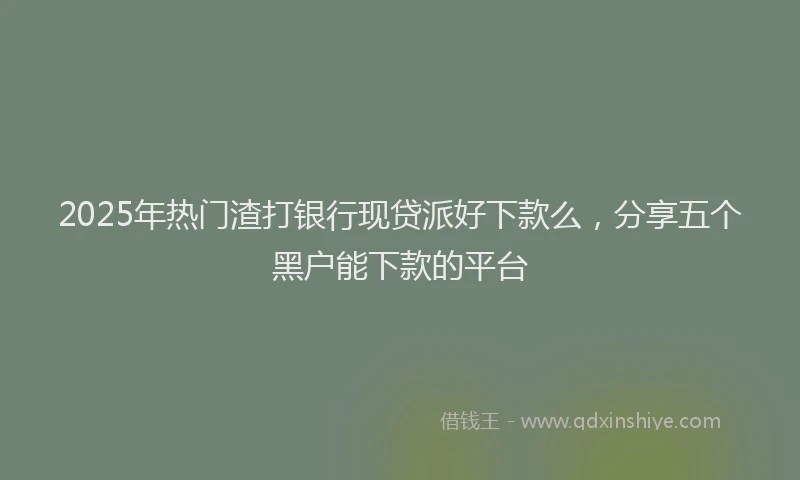 2025年热门渣打银行现贷派好下款么，分享五个黑户能下款的平台