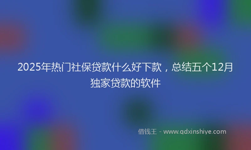 2025年热门社保贷款什么好下款，总结五个12月独家贷款的软件