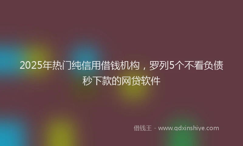 2025年热门纯信用借钱机构，罗列5个不看负债秒下款的网贷软件