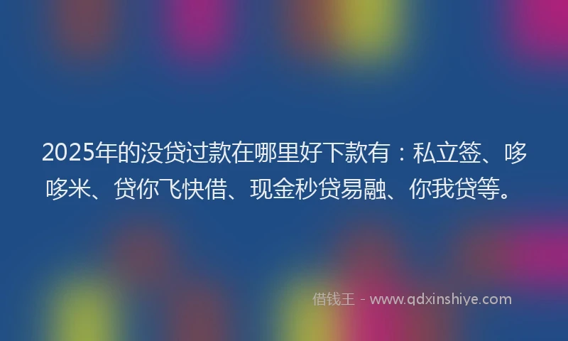 2025年的没贷过款在哪里好下款有：私立签、哆哆米、贷你飞快借、现金秒贷易融、你我贷等。