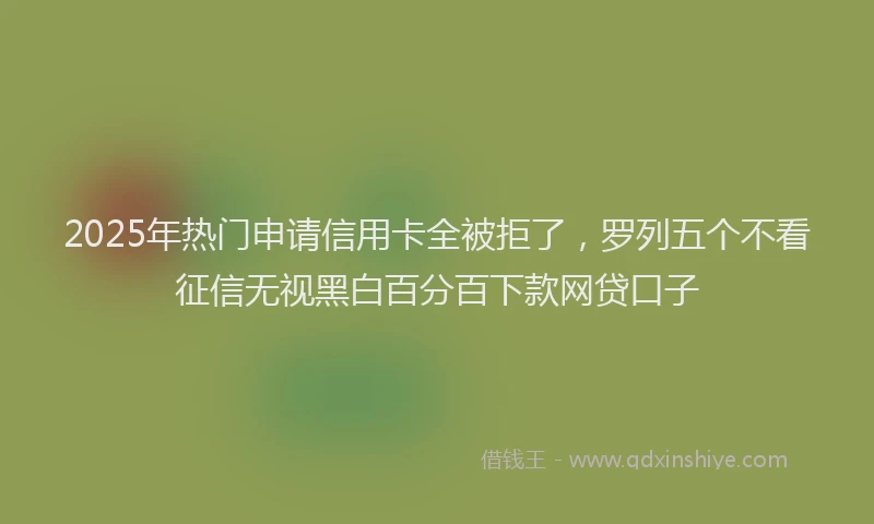 2025年热门申请信用卡全被拒了，罗列五个不看征信无视黑白百分百下款网贷口子