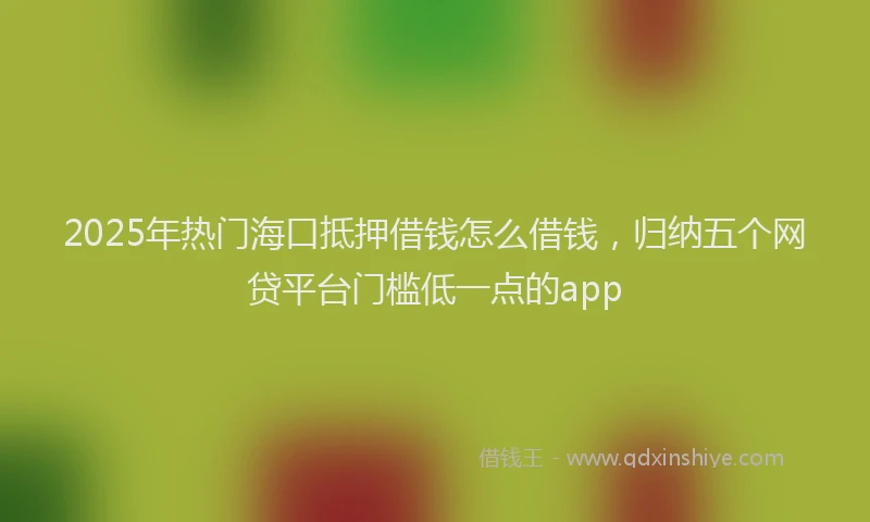 2025年热门海口抵押借钱怎么借钱，归纳五个网贷平台门槛低一点的app