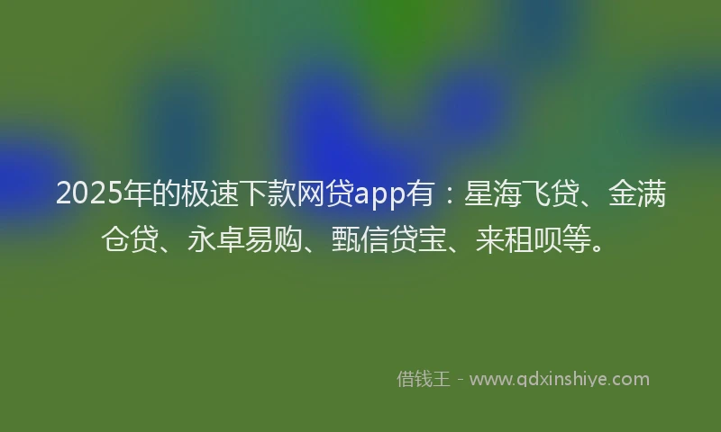 2025年的极速下款网贷app有：星海飞贷、金满仓贷、永卓易购、甄信贷宝、来租呗等。