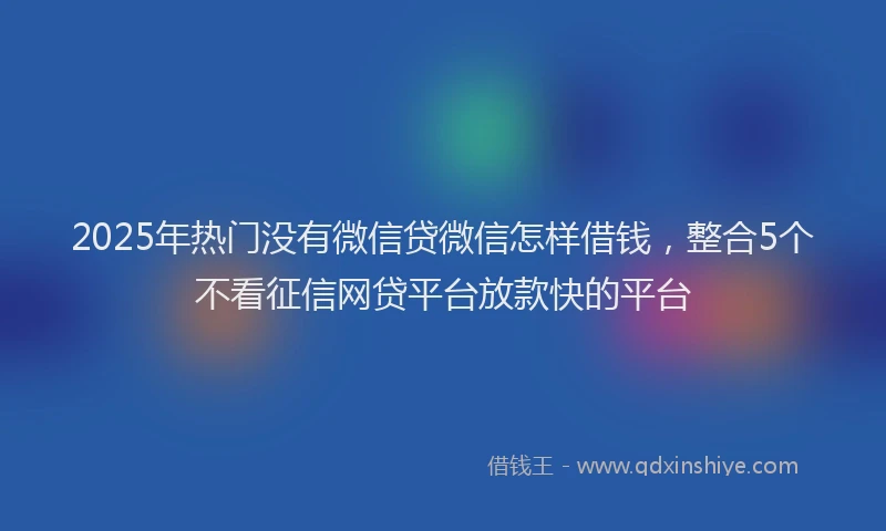 2025年热门没有微信贷微信怎样借钱，整合5个不看征信网贷平台放款快的平台