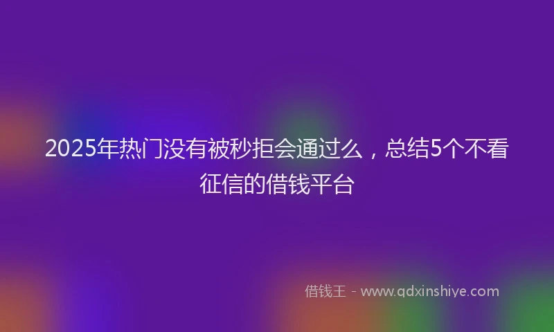 2025年热门没有被秒拒会通过么，总结5个不看征信的借钱平台