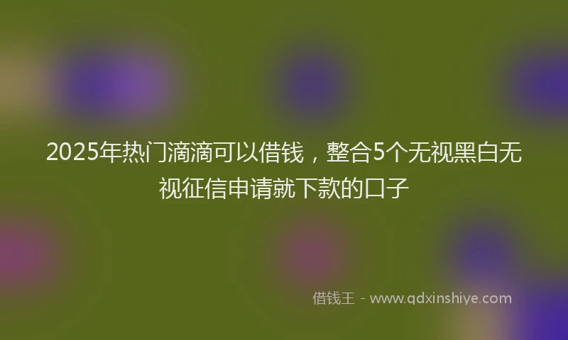 2025年热门滴滴可以借钱，整合5个无视黑白无视征信申请就下款的口子
