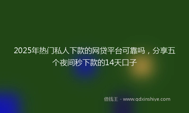 2025年热门私人下款的网贷平台可靠吗，分享五个夜间秒下款的14天口子