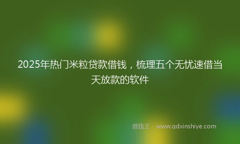 2025年热门米粒贷款借钱，梳理五个无忧速借当天放款的软件