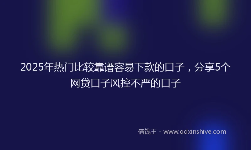 2025年热门比较靠谱容易下款的口子，分享5个网贷口子风控不严的口子