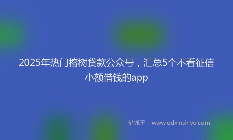 2025年热门榕树贷款公众号，汇总5个不看征信小额借钱的app