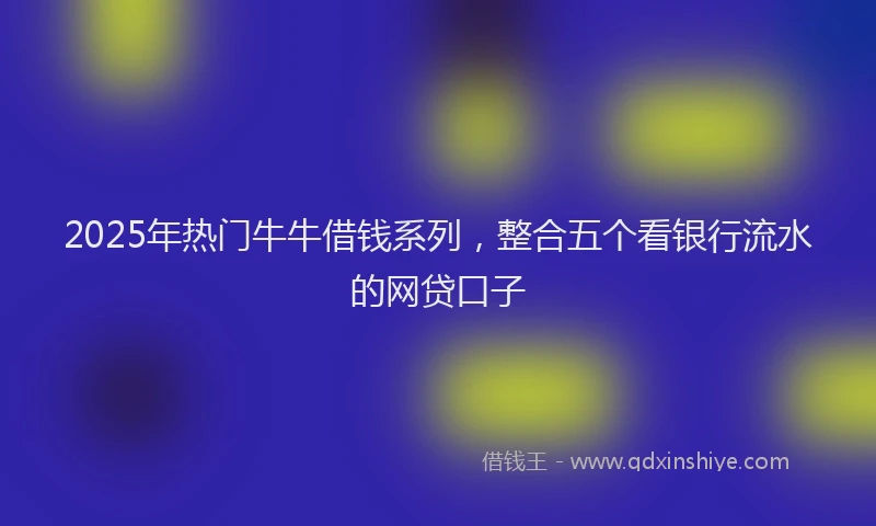 2025年热门牛牛借钱系列，整合五个看银行流水的网贷口子