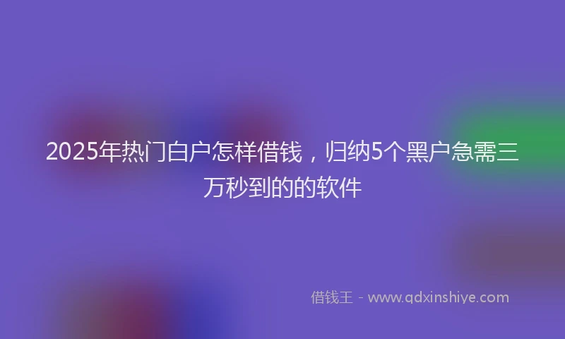 2025年热门白户怎样借钱，归纳5个黑户急需三万秒到的的软件
